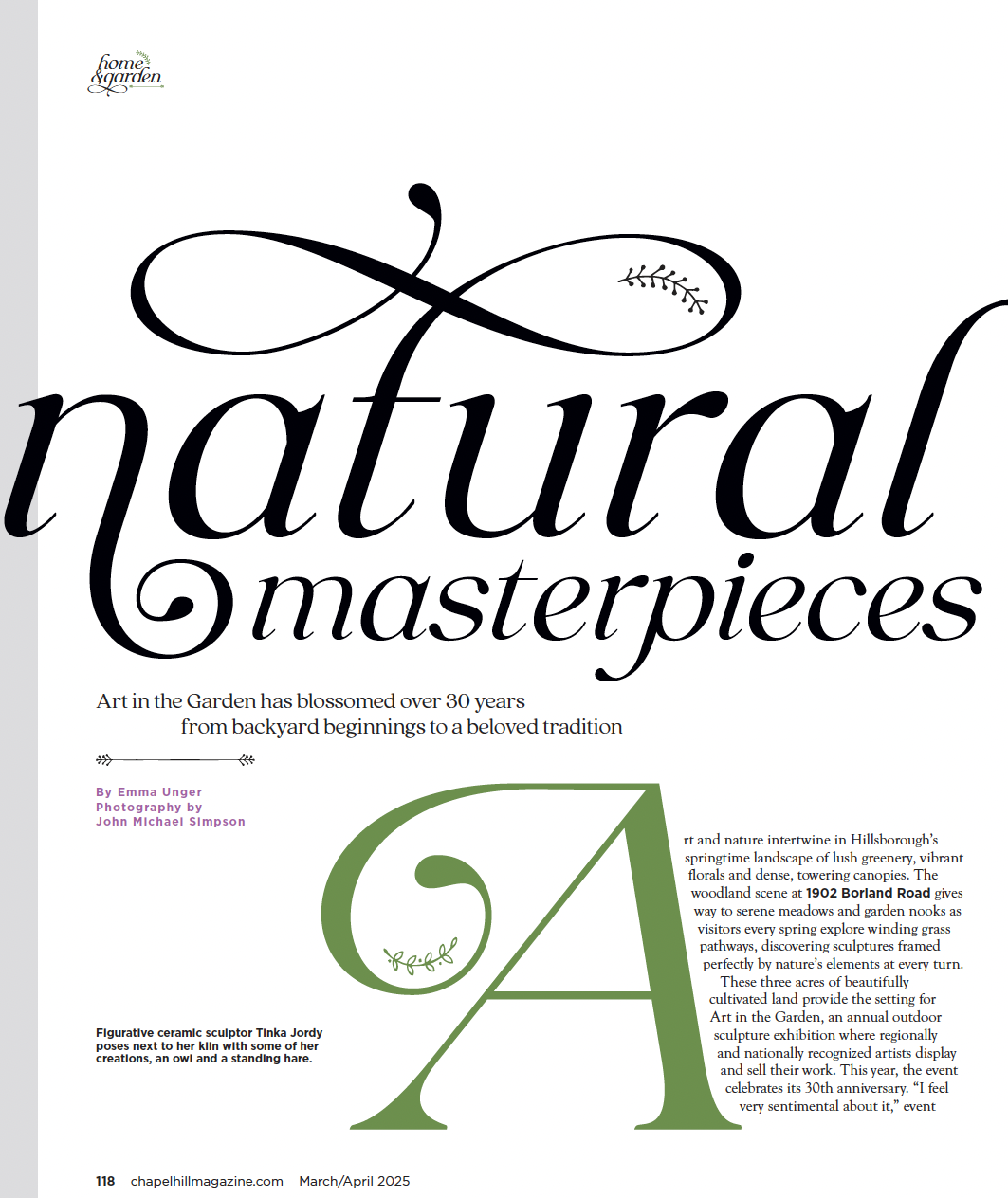A photo of a magazine story titled 'Natural Masterpieces.'